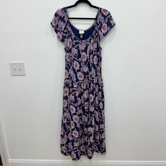 Knox Rose Size XL Lavender Navy Floral Scoop Neck Dress - Picture 7 of 9